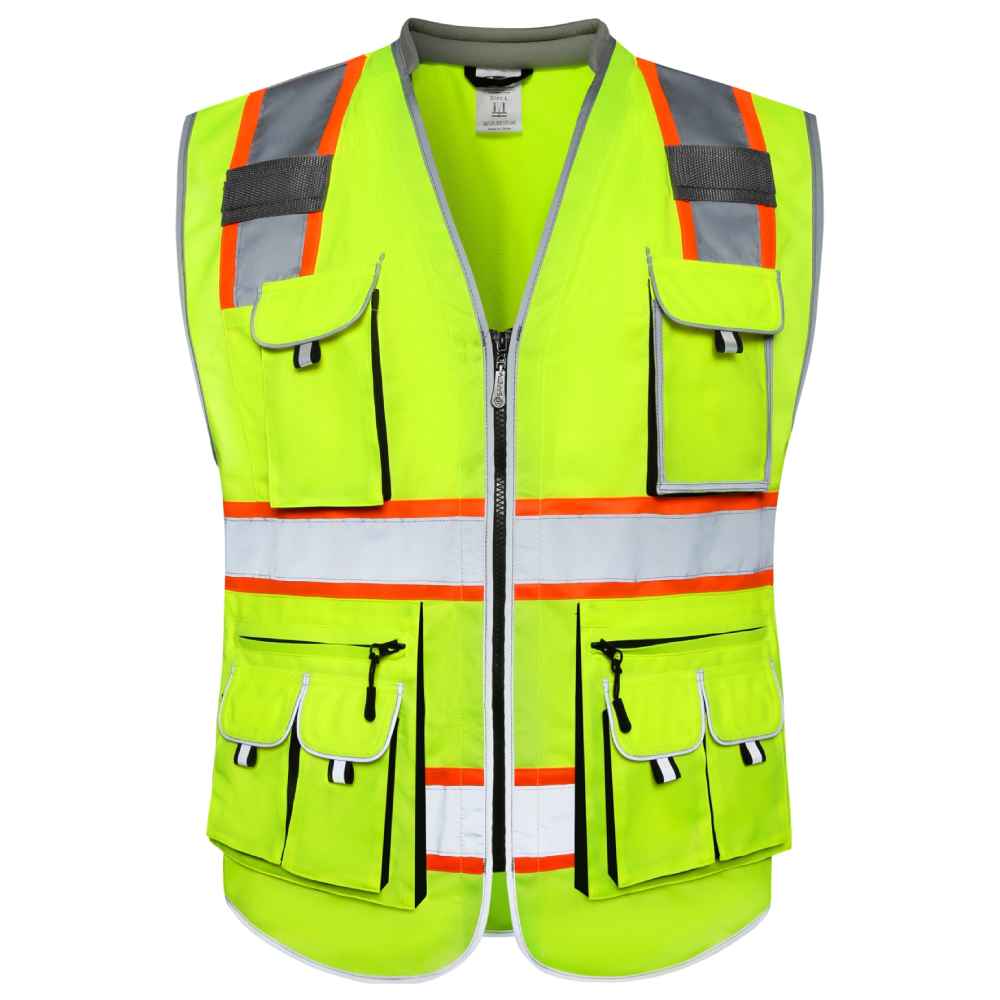 B Engineer Safety Vest - High Visibility Reflective Mesh With Zipper And Pockets