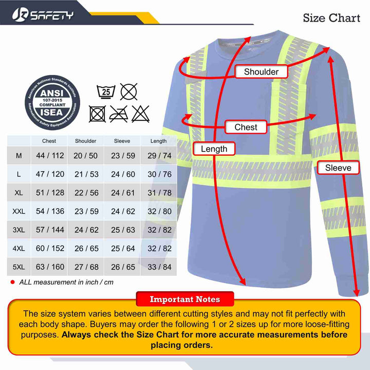 JKSafety Hi-Vis Two-Tone Safety Shirt with Long Sleeve, Crew Neck (JKT091)