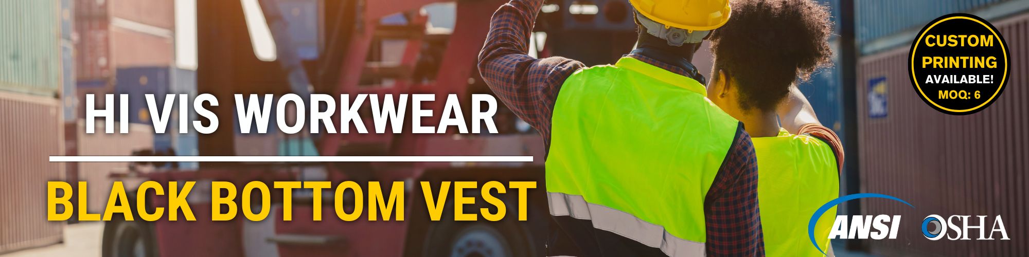 hi vis workwear black bottom reflective safety vest