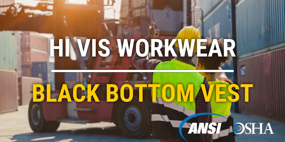 hi vis workwear black bottom reflective safety vest
