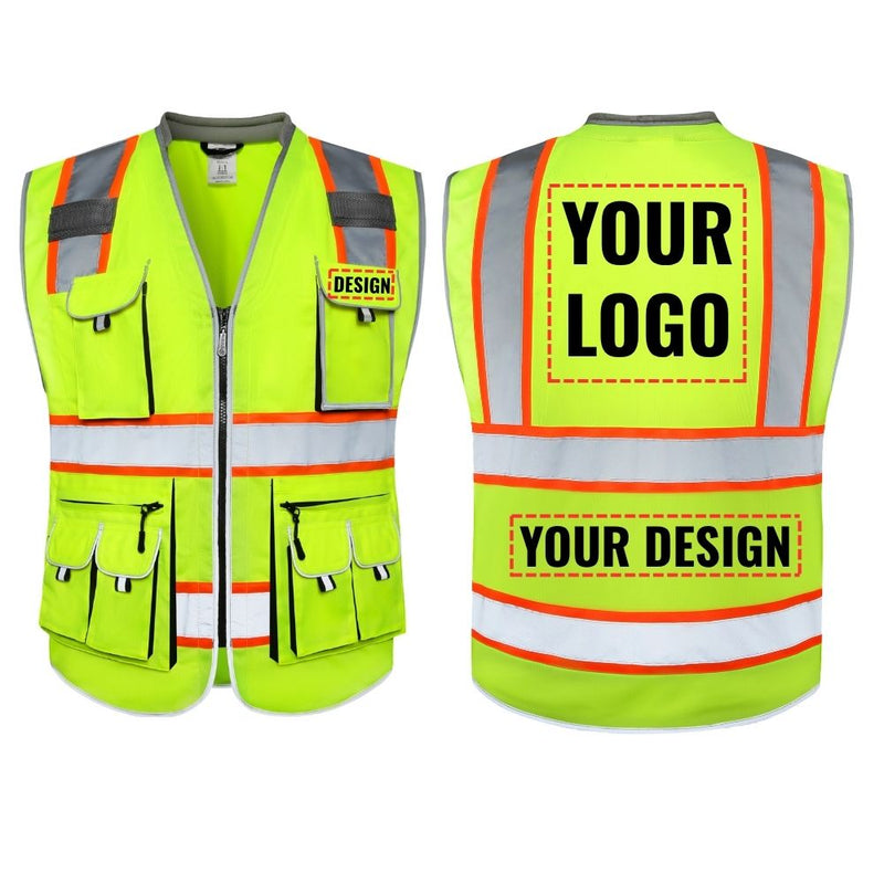 Custom Hi-Vis Safety Vest with Logo Printing – No Minimum Order | JK089