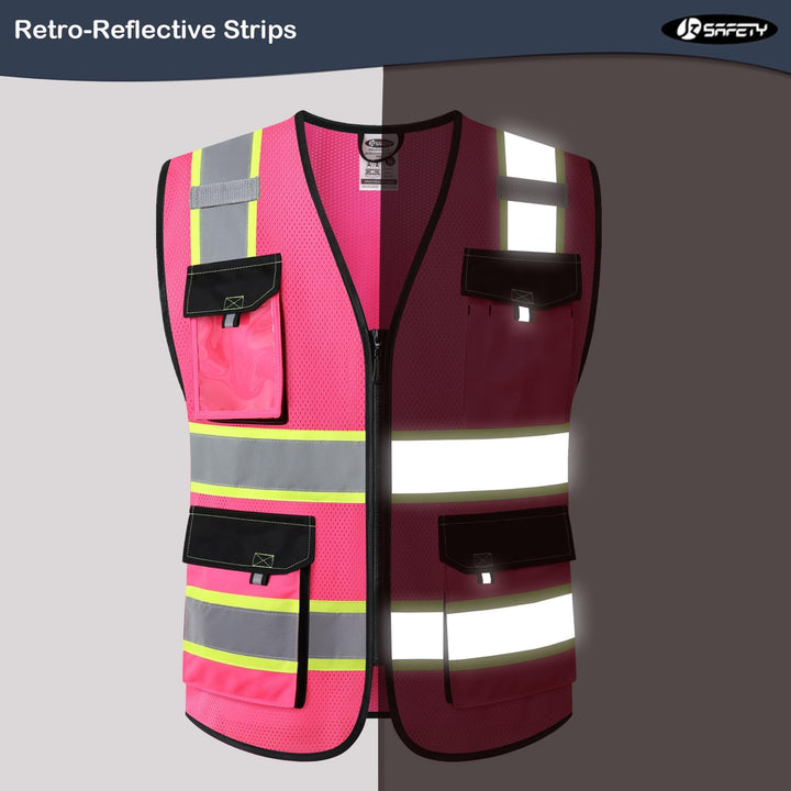 JKSafety 8 Pockets Two-Tone Mesh Hi-Vis Reflective Safety Vests (JK220)