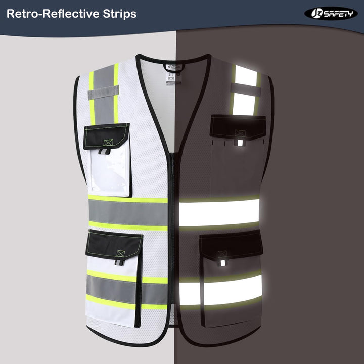 JKSafety 8 Pockets Two-Tone Mesh Hi-Vis Reflective Safety Vests (JK220)