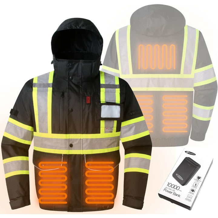 JKSafety 10 Pockets Waterproof Hi-Vis Reflective Winter Bomber Jacket (JK118)