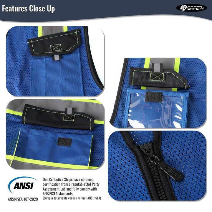 JKSafety 8 Pockets Two-Tone Mesh Hi-Vis Reflective Safety Vests (JK220)