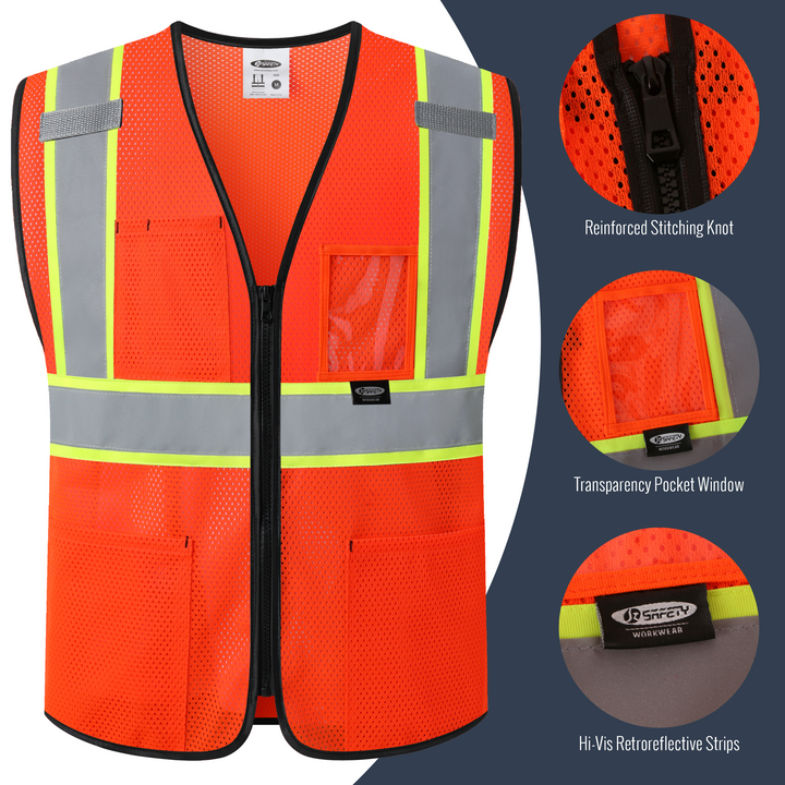 JKSafety Hi-Vis Reflective Safety Vest with Pockets