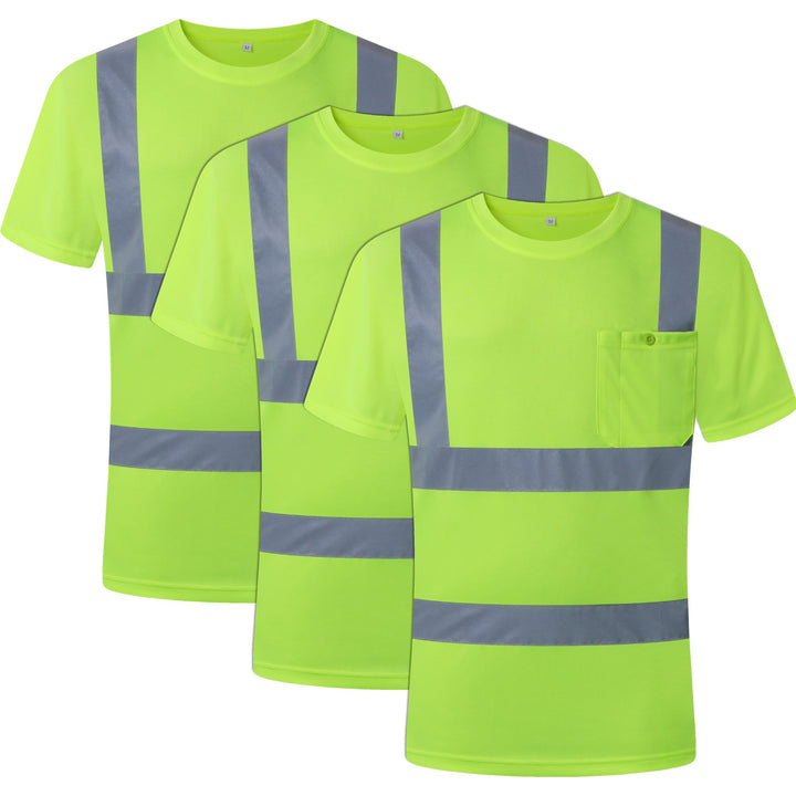 JKSafety 3-Pack Hi-Vis Reflective Safety Shirt Short Sleeve, Crew Neck (JKTS077-3P)