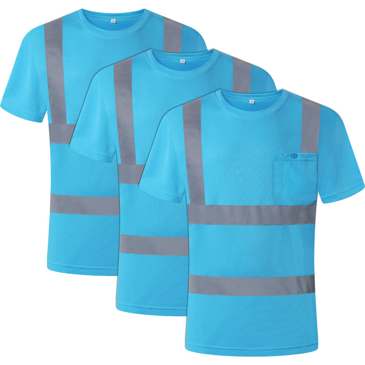 JKSafety 3-Pack Hi-Vis Reflective Safety Shirt Short Sleeve, Crew Neck (JKTS077-3P)