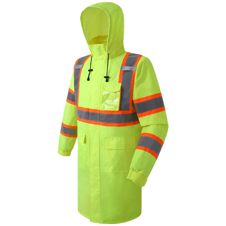 JKSafety Hi-Vis Reflective Safety Rain Gear, Waterproof Long Rain Jacket (JKR119)