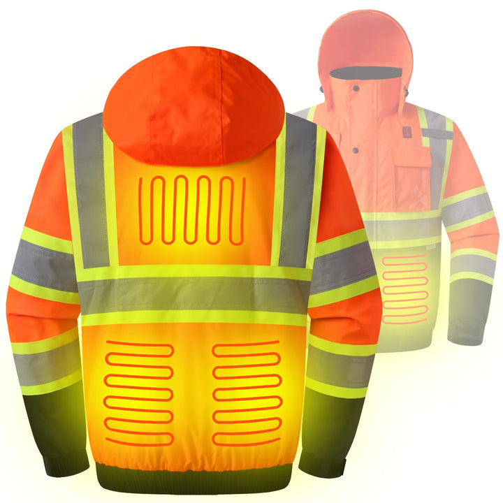 JKSafety 7 Pockets Heated Waterproof Winter Hi-Vis Safety Jacket (JK116A)