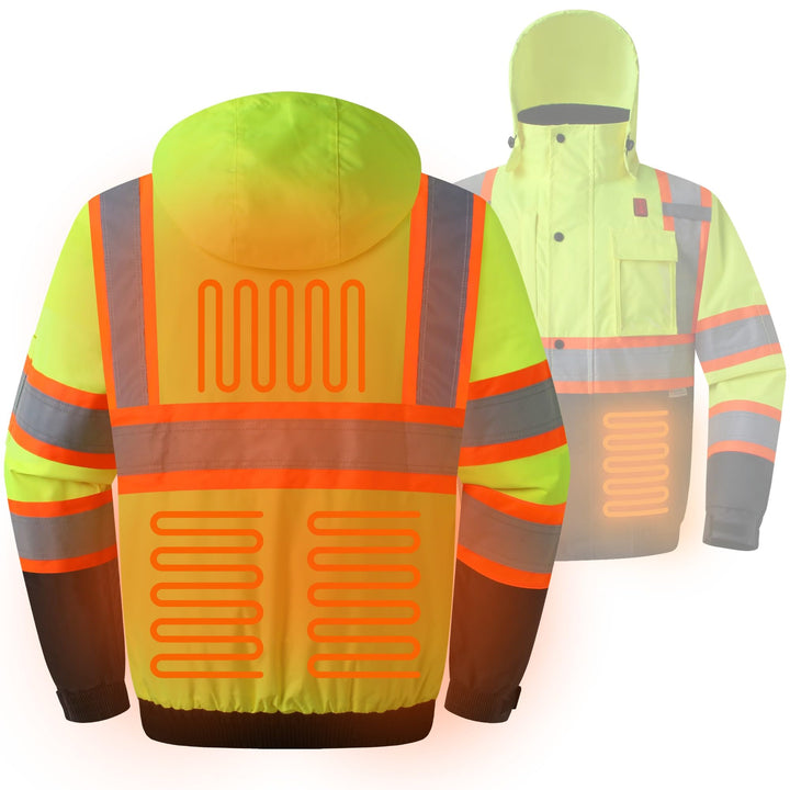 JKSafety 7 Pockets Heated Waterproof Winter Hi-Vis Safety Jacket (JK116A)