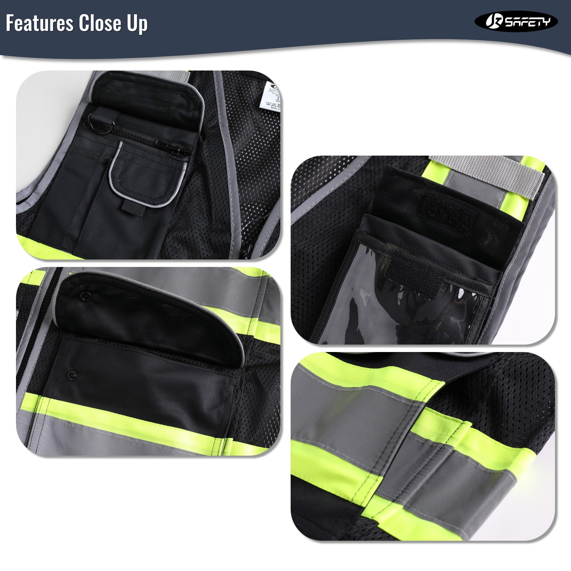 JKSafety 11 Pockets Mesh Hi-Vis Safety Vest