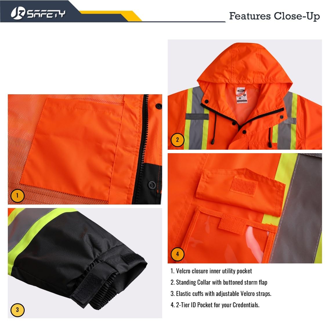 JKSafety Hi-Vis Rain Gear, Waterproof Reflective Rain Jacket and Pants