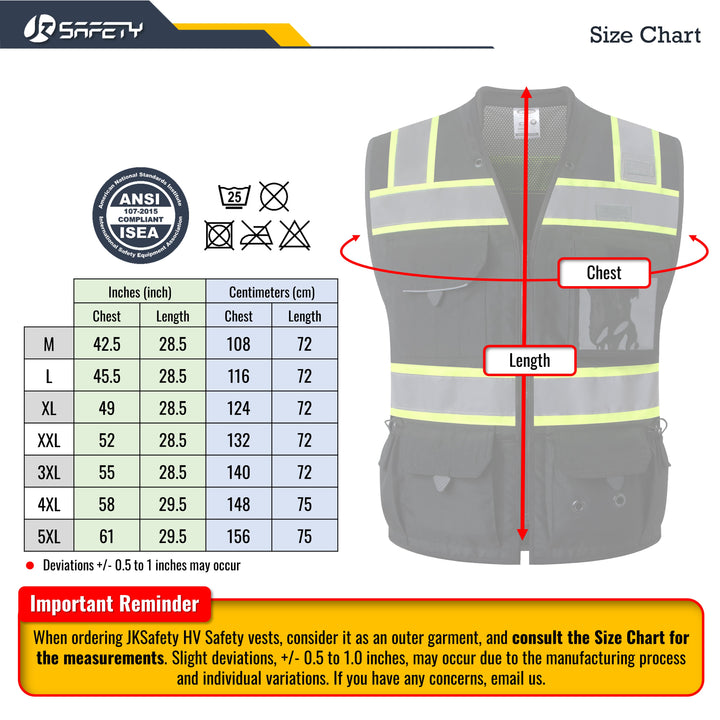 JKSafety Reflective Surveyor Safety Vest Cushioned Collar