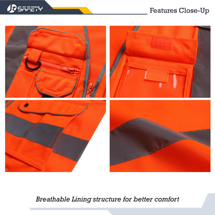 JKSafety 9 Pockets Hi-Vis Reflective Safety Vest (JK150)