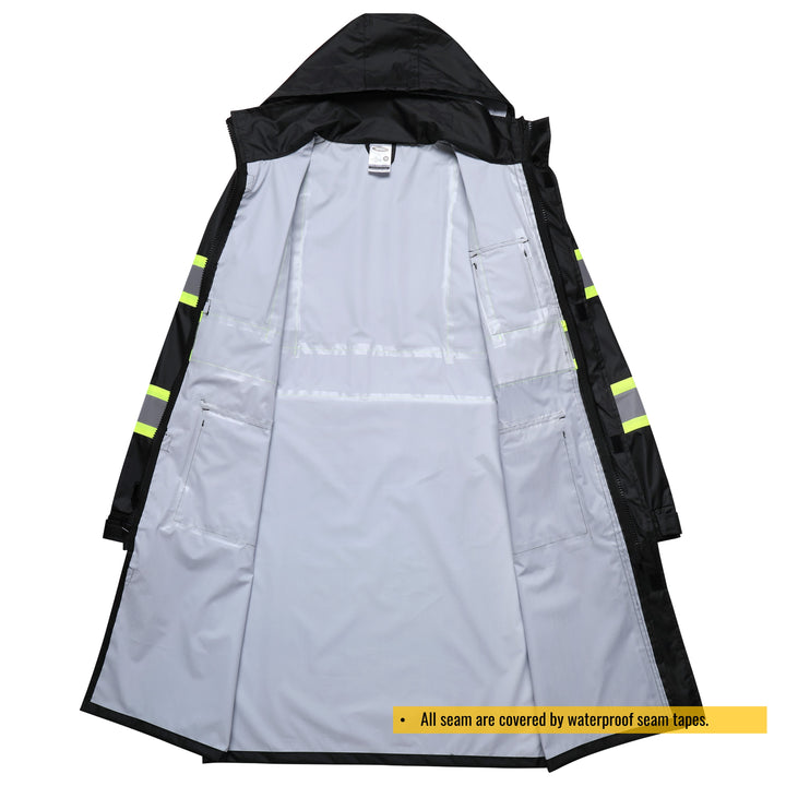 JKSafety Hi-Vis Reflective Safety Rain Gear, Waterproof Long Rain Jacket (JKR119)