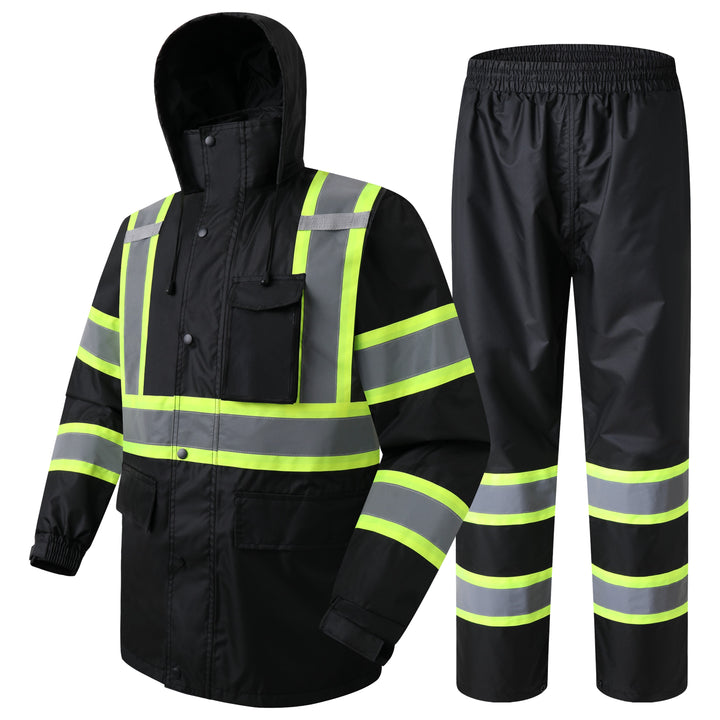 JKSafety Hi-Vis Rain Gear, Waterproof Reflective Rain Jacket and Pants (JKR117)