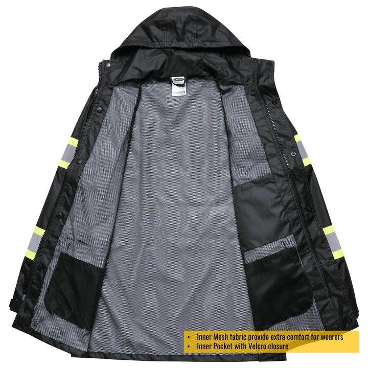 JKSafety Hi-Vis Rain Gear, Waterproof Reflective Rain Jacket and Pants (JKR117)