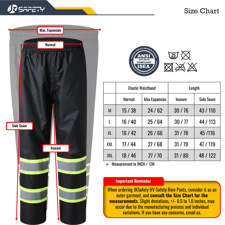 JKSafety Hi-Vis Rain Gear, Waterproof Reflective Rain Jacket and Pants (JKR117)