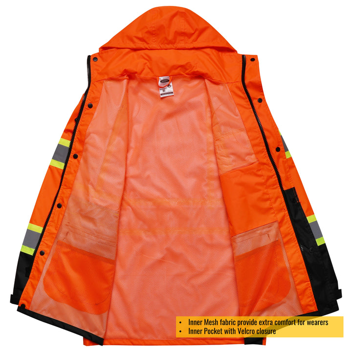 JKSafety Hi-Vis Rain Gear, Waterproof Reflective Rain Jacket and Pants (JKR117)