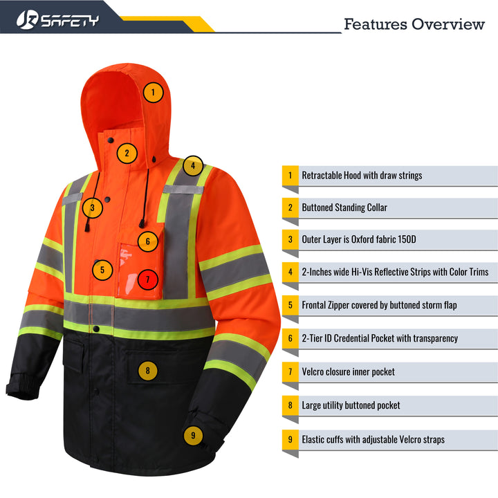 JKSafety Hi-Vis Rain Gear, Waterproof Reflective Rain Jacket and Pants (JKR117)