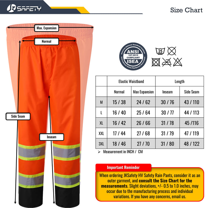 JKSafety Hi-Vis Rain Gear, Waterproof Reflective Rain Jacket and Pants (JKR117)