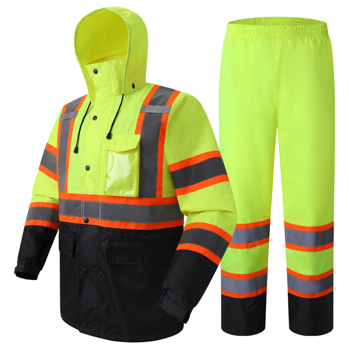 JKSafety Hi-Vis Rain Gear, Waterproof Reflective Rain Jacket and Pants (JKR117)