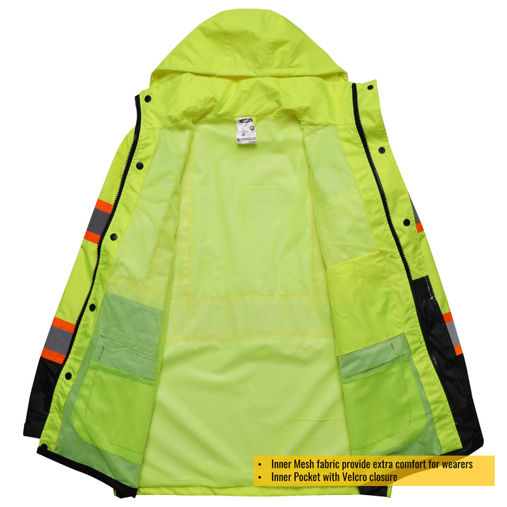 JKSafety Hi-Vis Rain Gear, Waterproof Reflective Rain Jacket and Pants (JKR117)