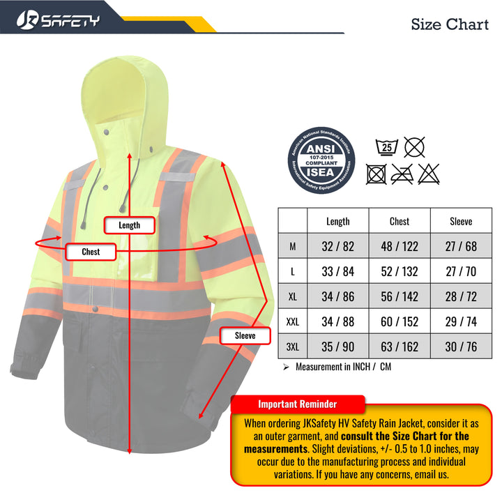 JKSafety Hi-Vis Rain Gear, Waterproof Reflective Rain Jacket and Pants (JKR117)