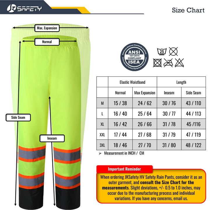 JKSafety Hi-Vis Rain Gear, Waterproof Reflective Rain Jacket and Pants (JKR117)