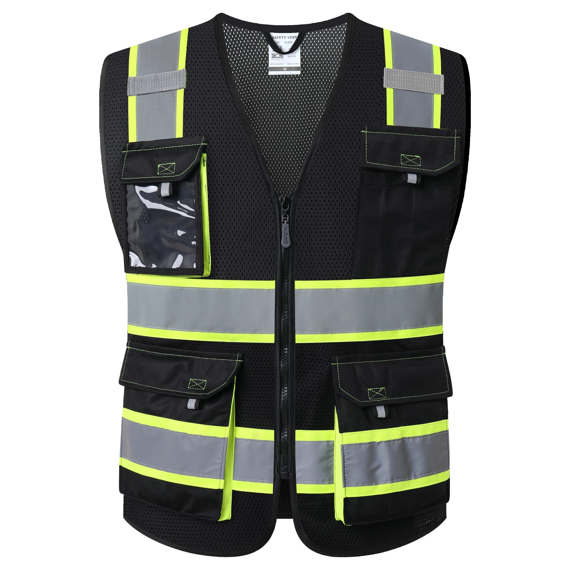JKSafety 8 Pockets Two-Tone Mesh Hi-Vis Reflective Safety Vests
