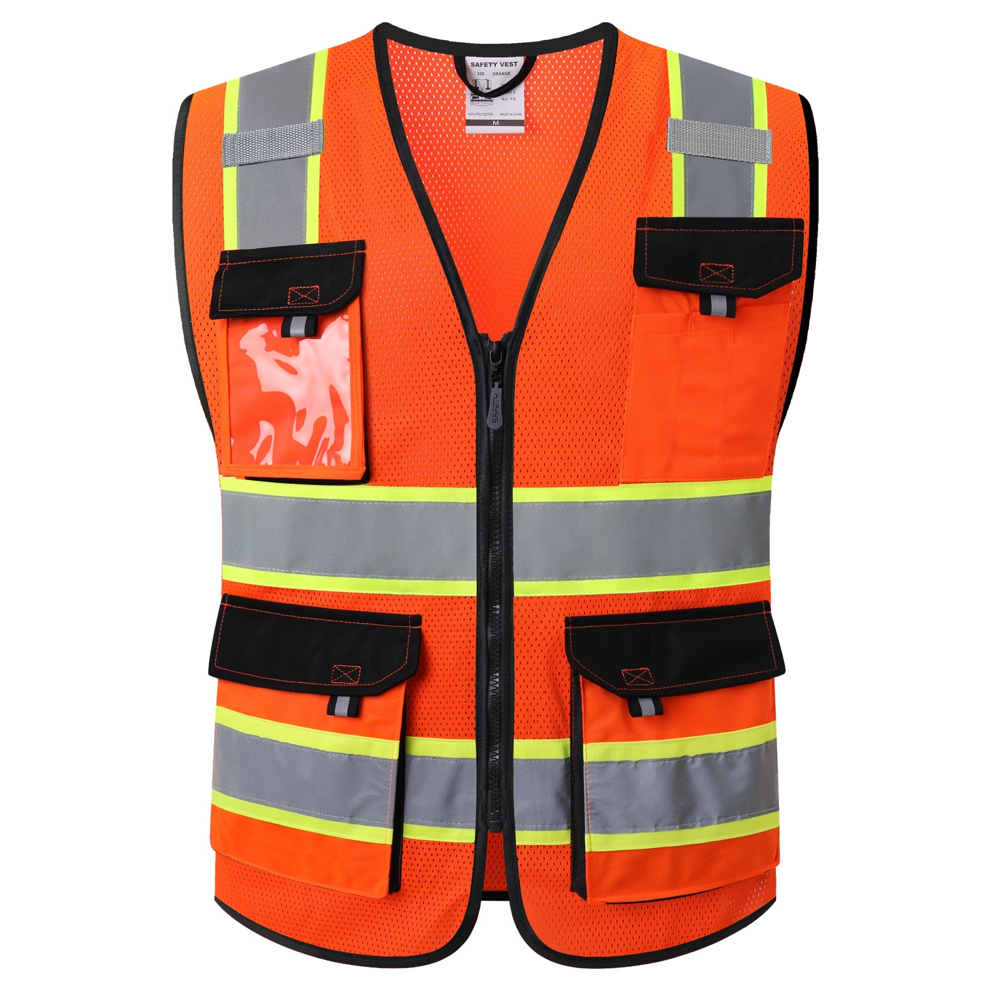 JKSafety 8 Pockets Two-Tone Mesh Hi-Vis Reflective Safety Vests