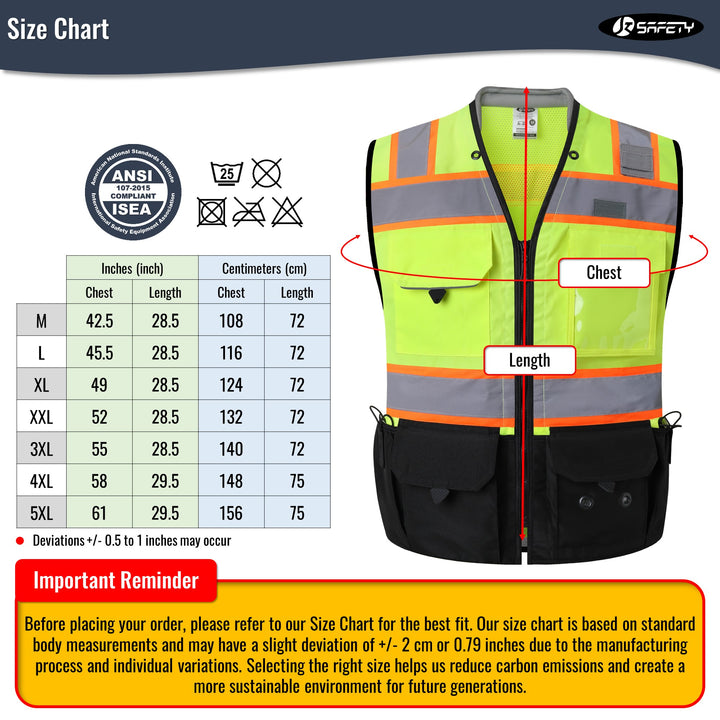 JKSafety Heavy Duty Reflective Surveyor Safety Vest Cushioned Collar (JK188)