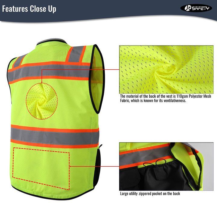 JKSafety Heavy Duty Reflective Surveyor Safety Vest Cushioned Collar (JK188)