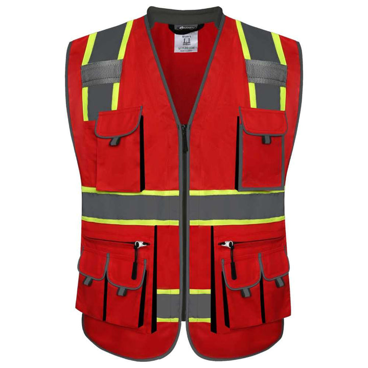 JKSafety 10 Pockets Two-Tone Hi-Vis Reflective Safety Vest (JK089)