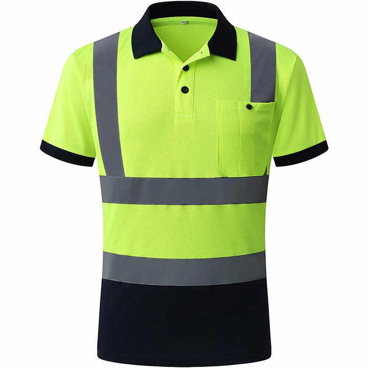JKSafety Hi-Vis Safety Polo Shirt Short Sleeve, Black Bottom (JKP066)