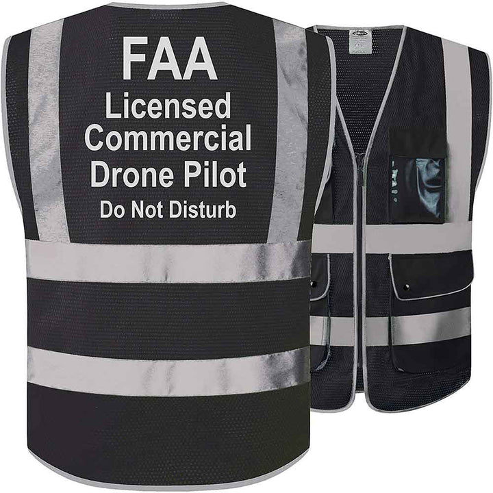 JKSafety 9 Pockets Mesh Hi-Vis Reflective Safety Vest, FAA Drone Pilot (JK210-FAA)