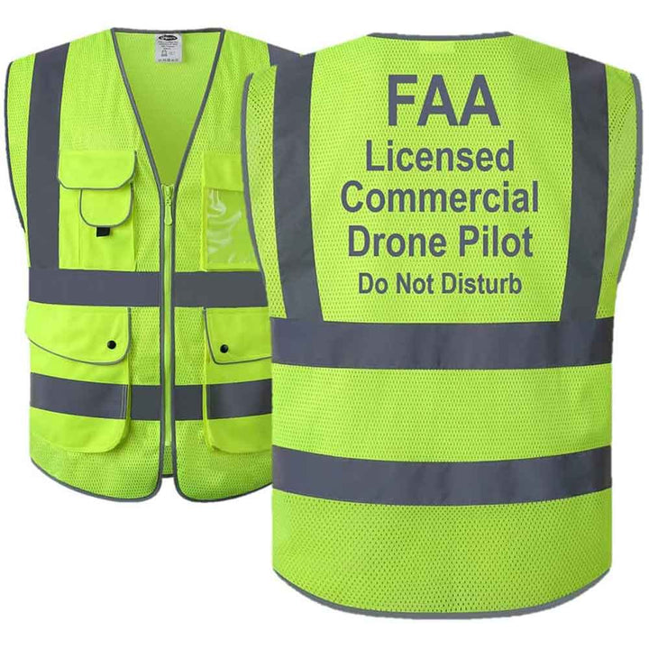 JKSafety 9 Pockets Mesh Hi-Vis Reflective Safety Vest, FAA Drone Pilot (JK210-FAA)