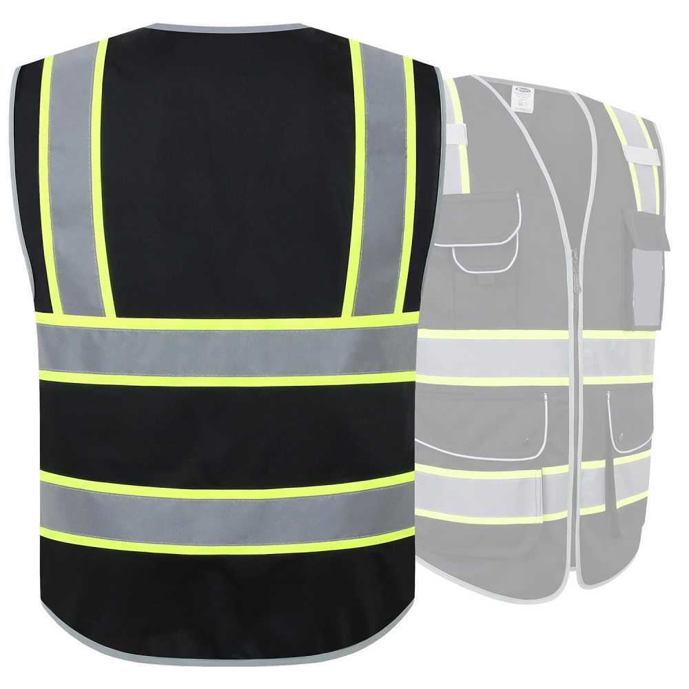 JKSafety 9 Pockets Hi-Vis Reflective Safety Vest, Two-Tone