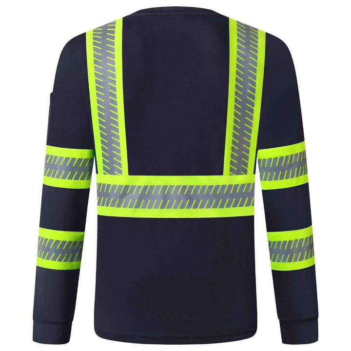 JKSafety Camisa de seguridad bicolor de alta visibilidad con manga larga, cuello redondo (JKT091)
