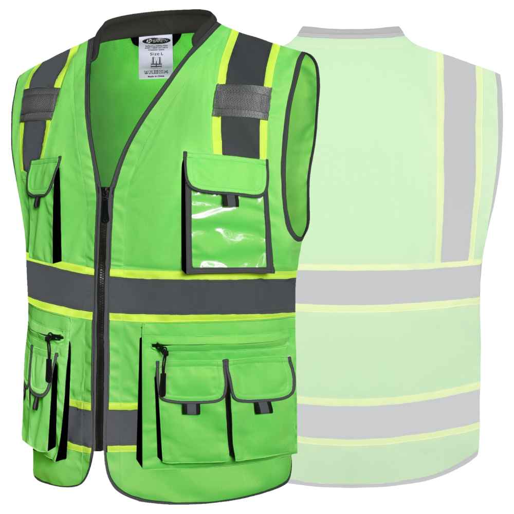 JKSafety 10 Pockets Hi-Vis Reflective Safety Vest, Two-Tone