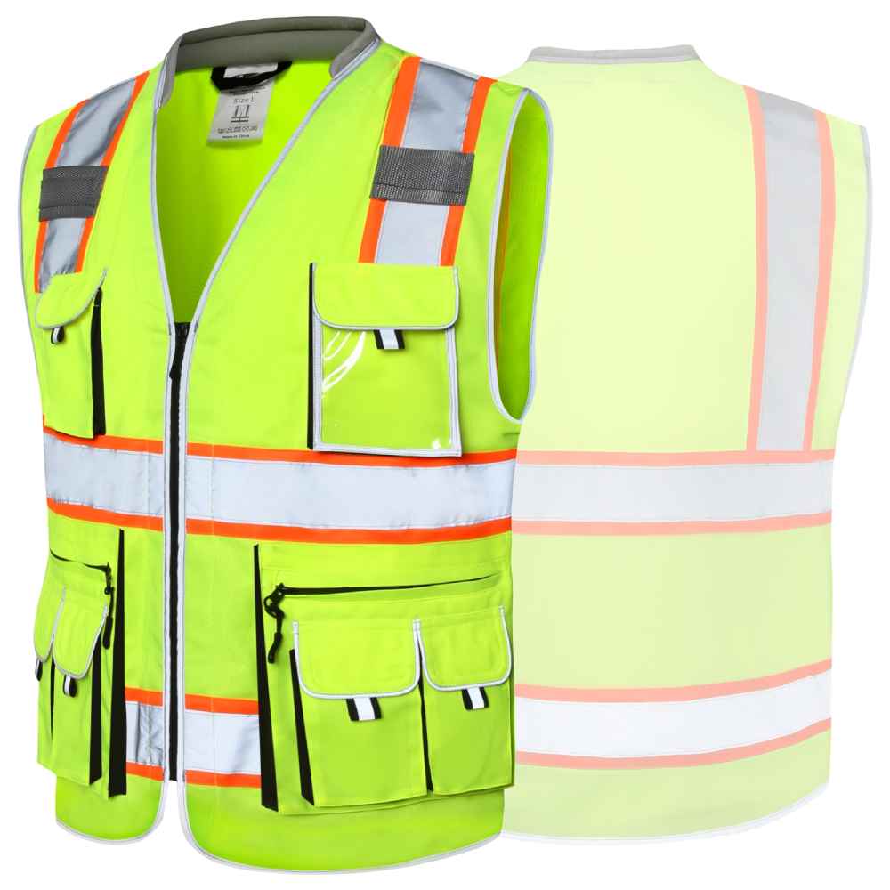 Jksafety 10 Pockets Hi Vis Reflective Safety Vest Two Tone