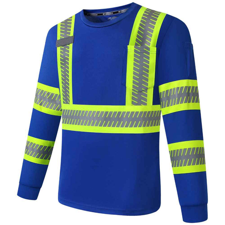 JKSafety Hi-Vis Two-Tone Safety Shirt with Long Sleeve, Crew Neck (JKT091)