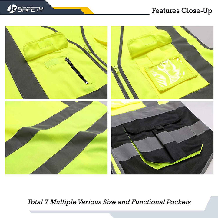 JKSafety 7 Pockets Hi-Vis Reflective Safety Vest (JK130)