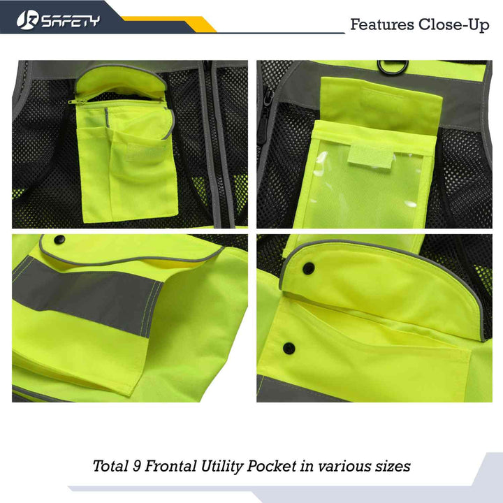 JKSafety 12 Pockets Hi-Vis Reflective Safety Vest (JK180)