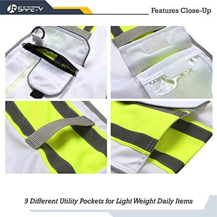JKSafety Chaleco de seguridad reflectante de alta visibilidad de dos tonos con 9 bolsillos (JK901)