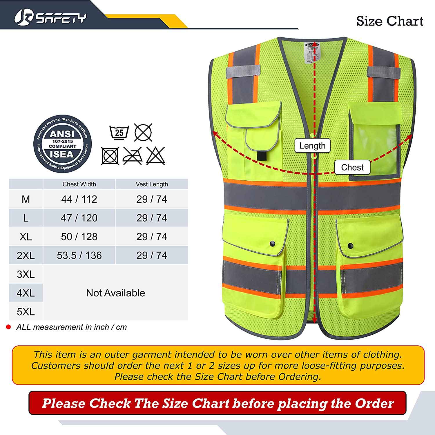 JKSafety Drone Pilot Hi-Vis Reflective Safety Vest, 9 Pockets, Two