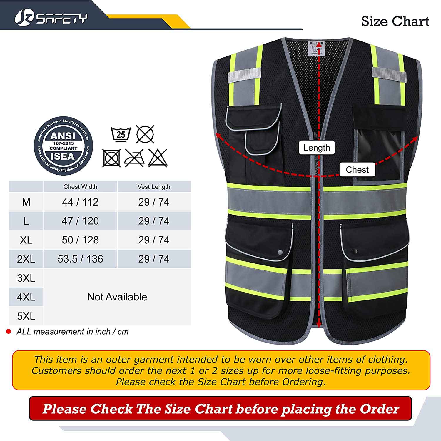 JKSafety Drone Pilot Hi-Vis Reflective Safety Vest, 9 Pockets, Two