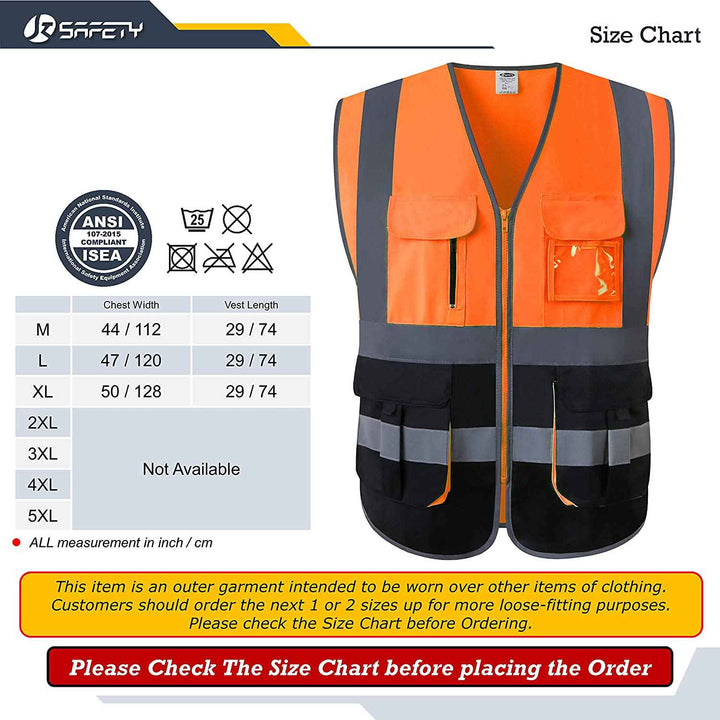 JKSafety 7 Pockets Hi-Vis Reflective Safety Vest (JK130)