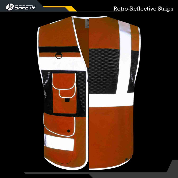 JKSafety Chaleco de seguridad reflectante de alta visibilidad con 12 bolsillos (JK180)